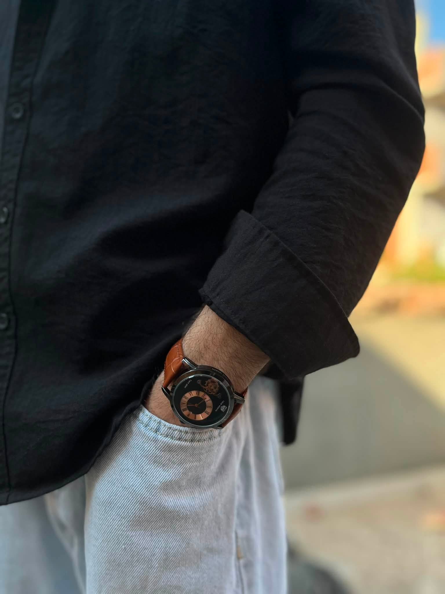 Classic Gear brown strap watch lifestyle view