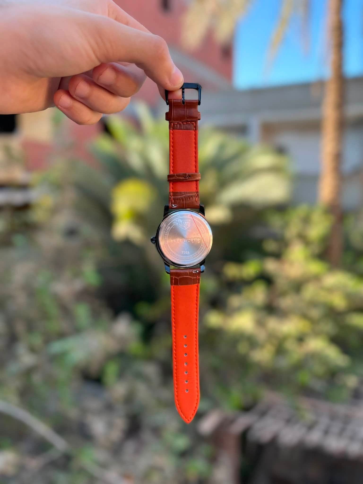 Brown leather strap rear detail